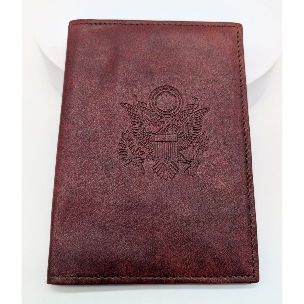 Brown Leather Passport Holder Wallet Roche Sun Seminars Souvenir Mexico 1980's